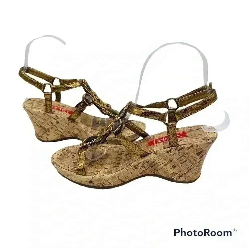 Esprit Bronze, Jeweled, Wedge Sandals - Picture 5 of 10